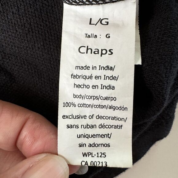 Chaps Polo Shirt Mens Long Sleeve  Embroidered Logo Black Size Large - Picture 10 of 12